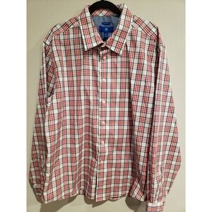 Egara button down long sleeve shirt: Red & White‎ Plaid Men's XXL